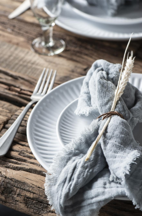 Napkin double weaving light blue
