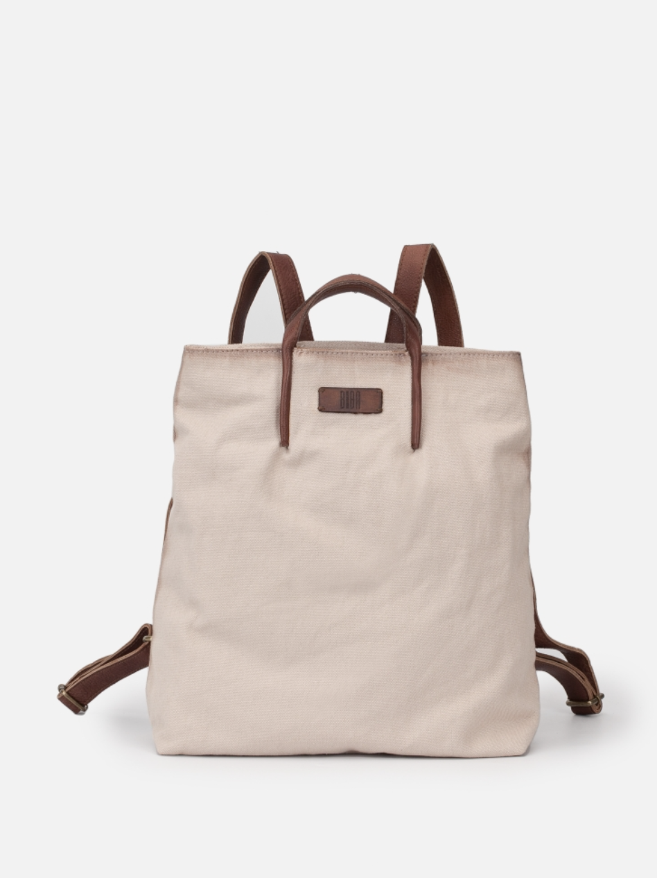 Biba ryggsäck canvas och läder Crestone