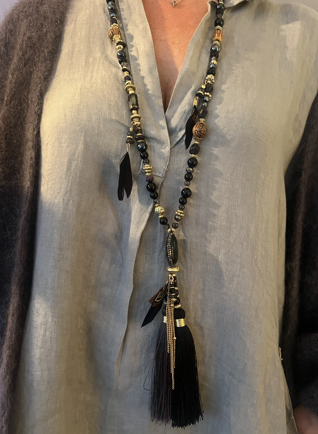Boho tassel halsband svart