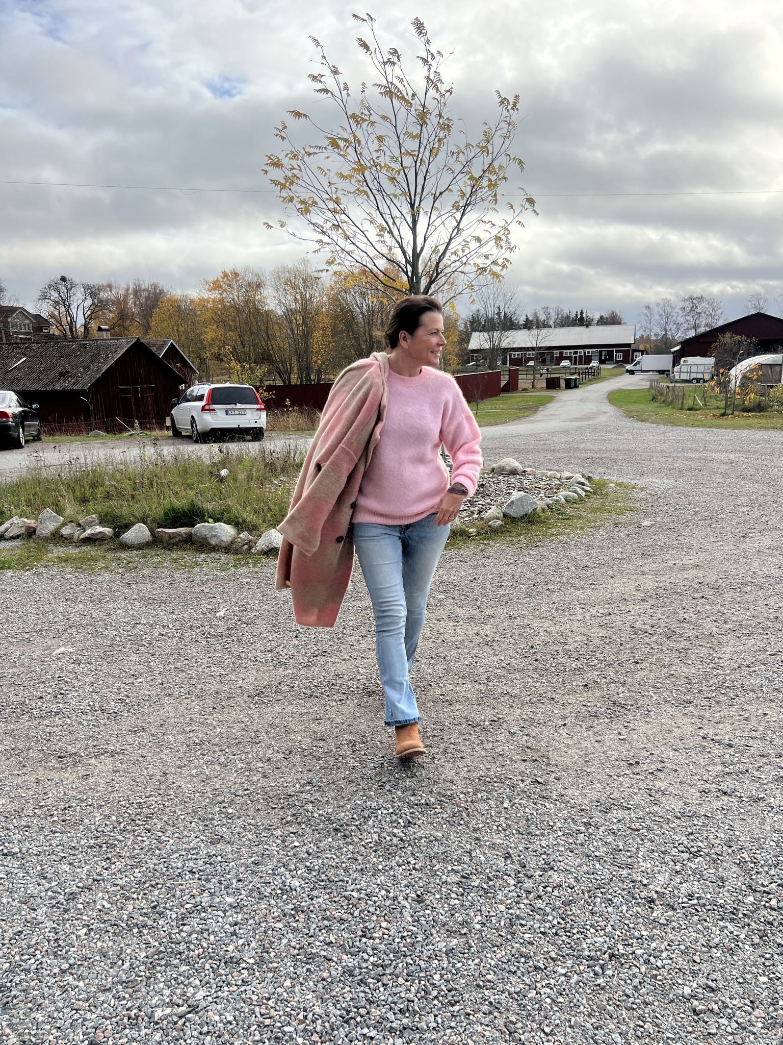 Stickad i mohair rosa