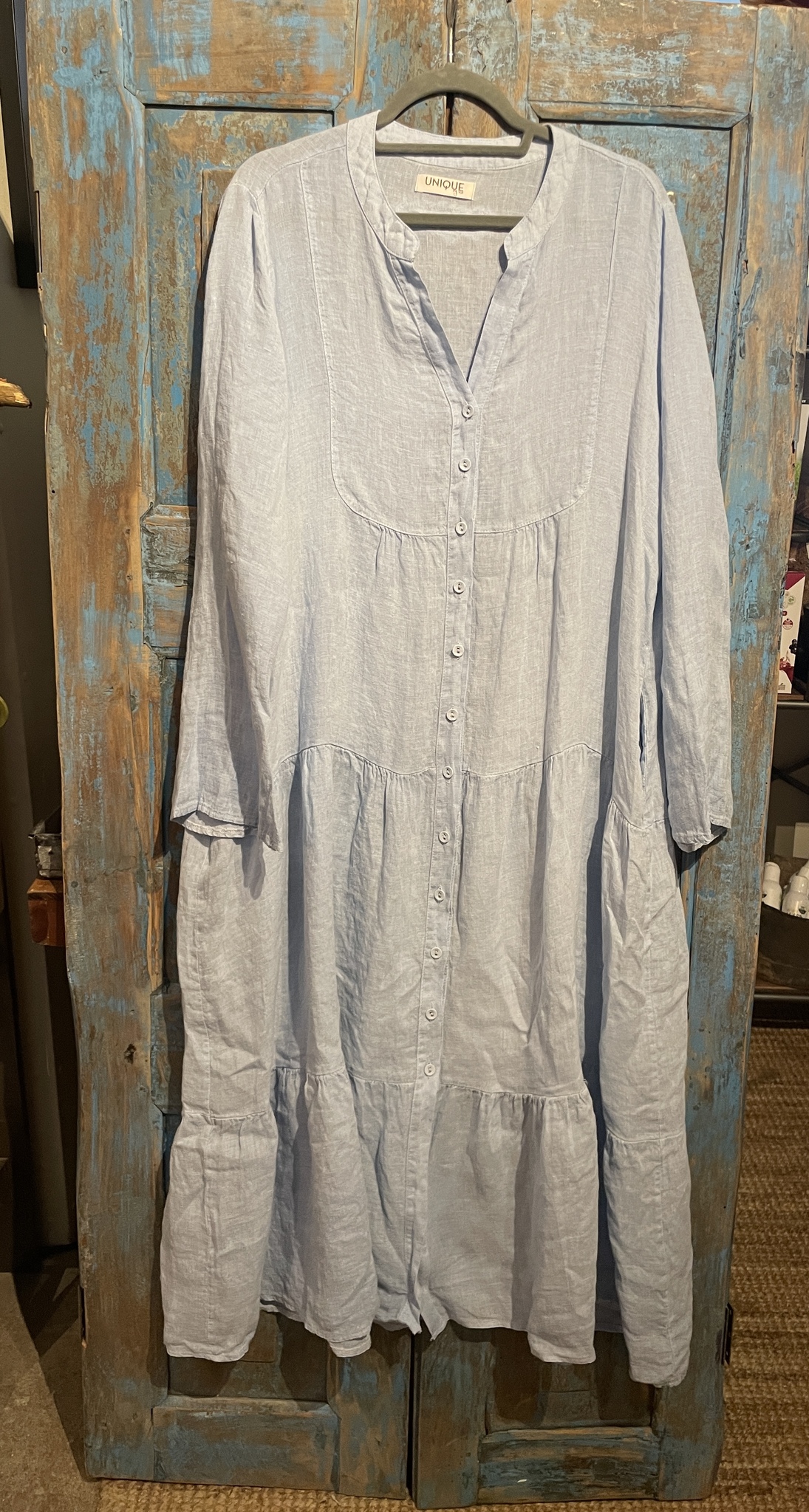 Maxiklänning free spirit med knappar sky blue