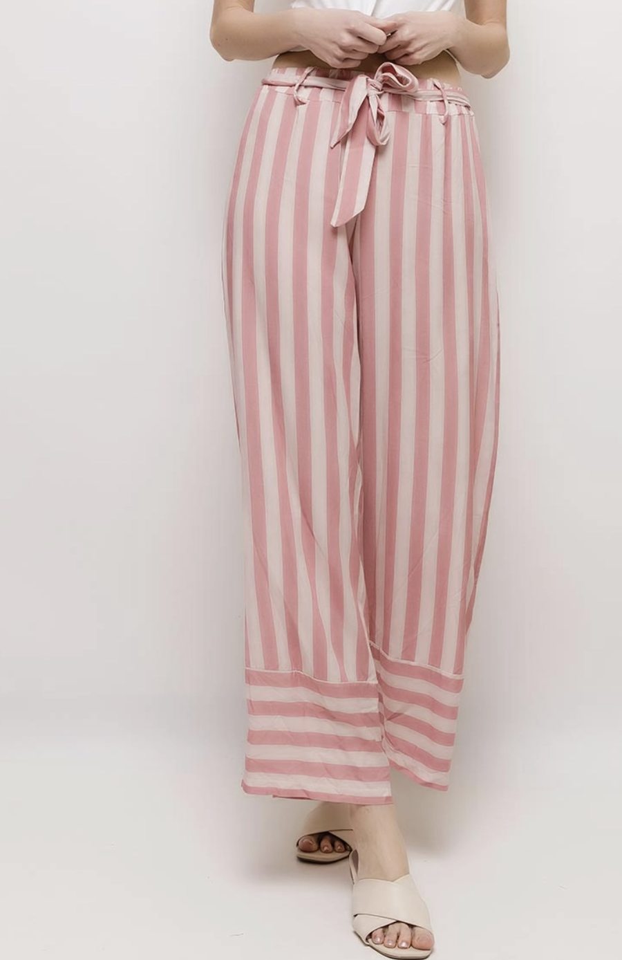 Coastal Chic  byxor -rosa vitt randigt