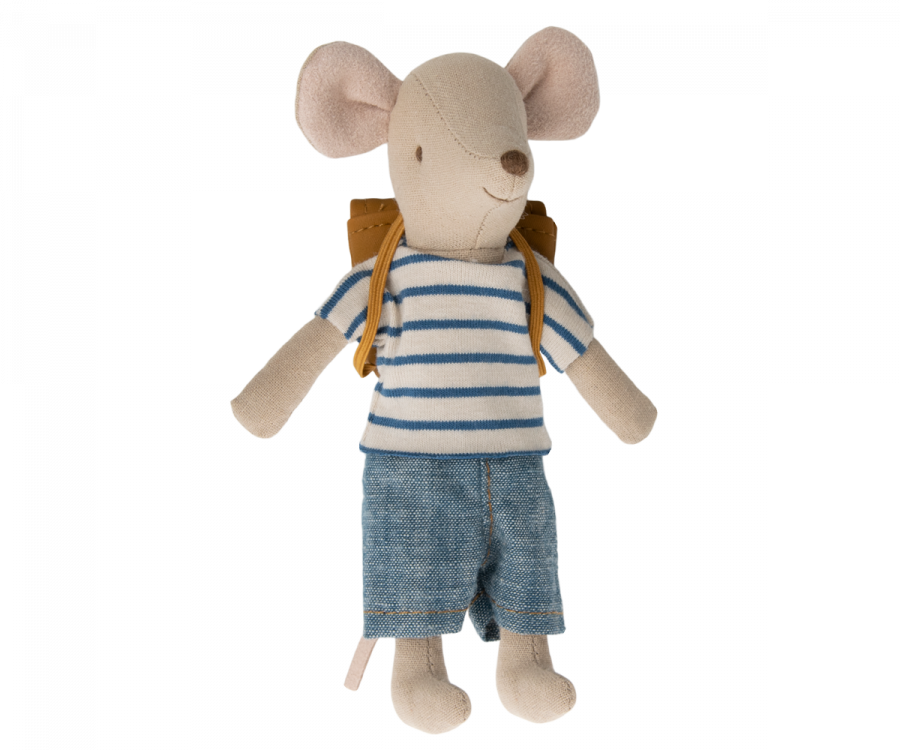 MAILEG Tricycle mouse, Big brother with bag-brown