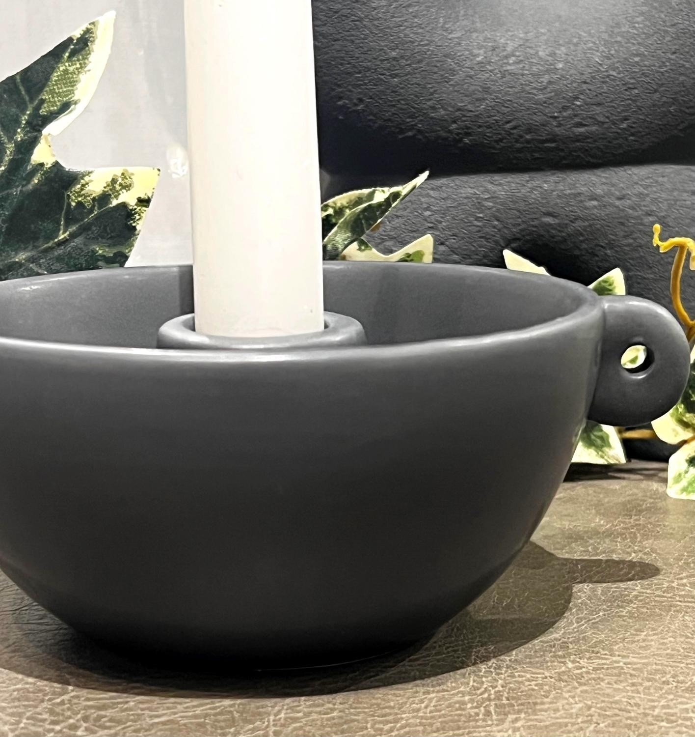 Ljusstake Keramik Grå 13 cm