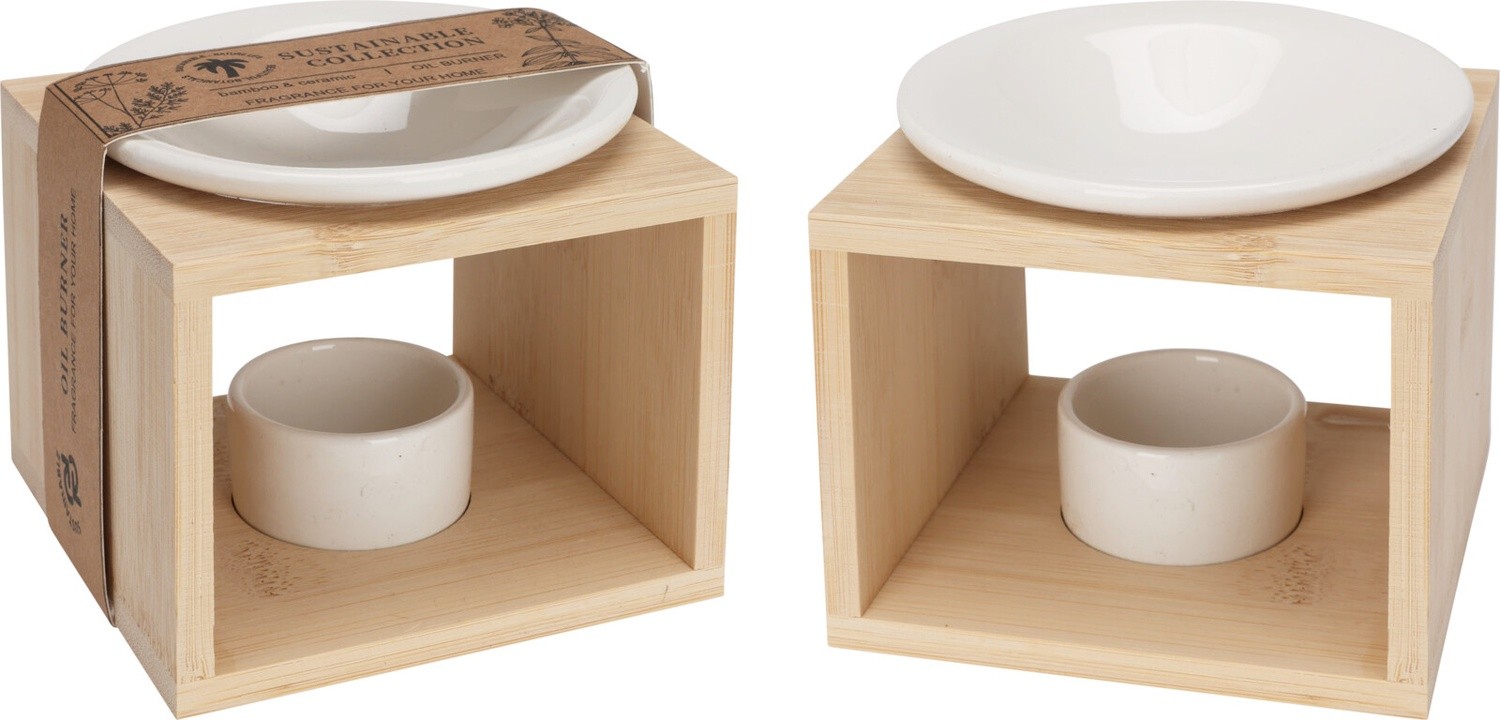 Aromalampa Oljelampa Oljebrännare Trä/Keramik