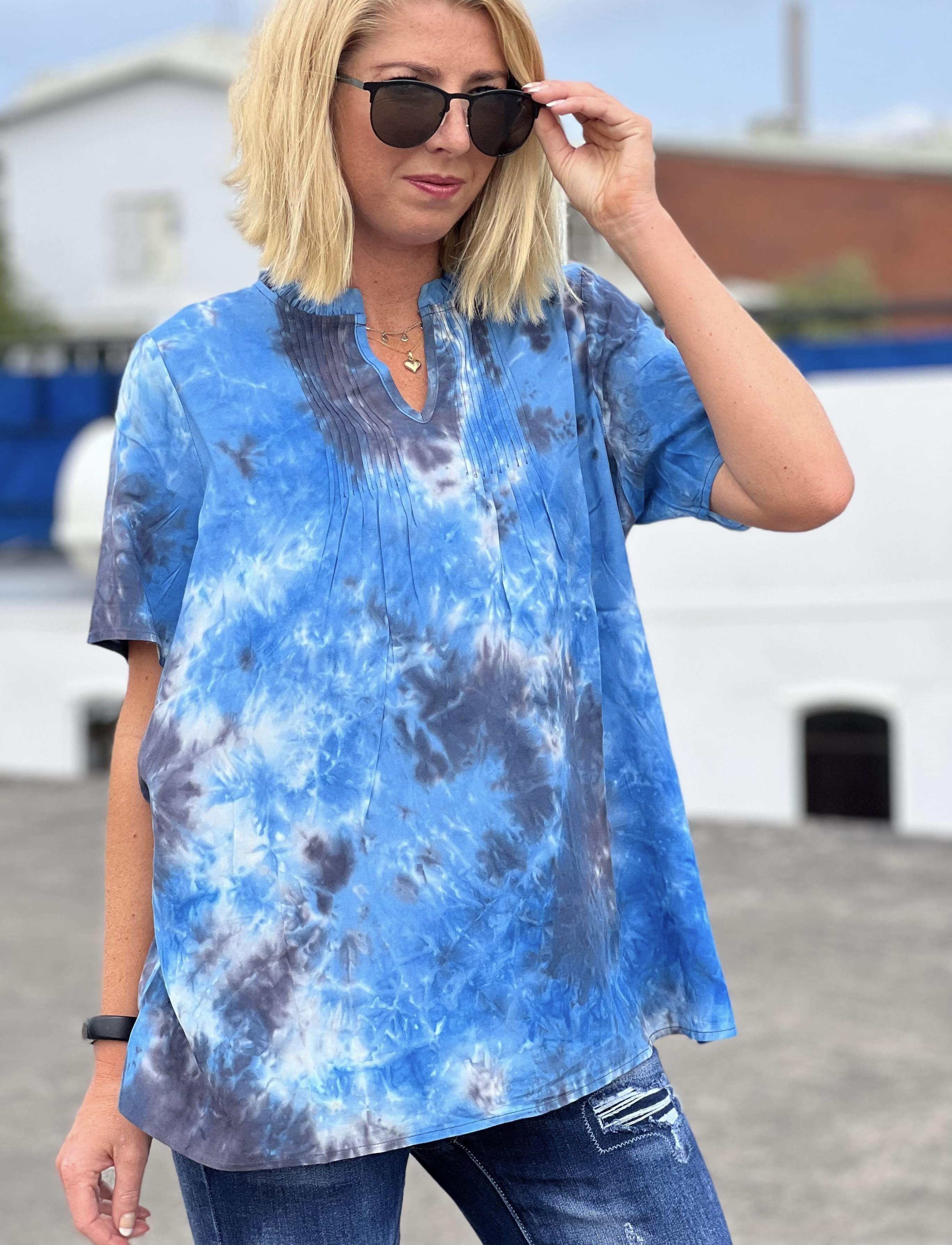 Korfu blouse blå