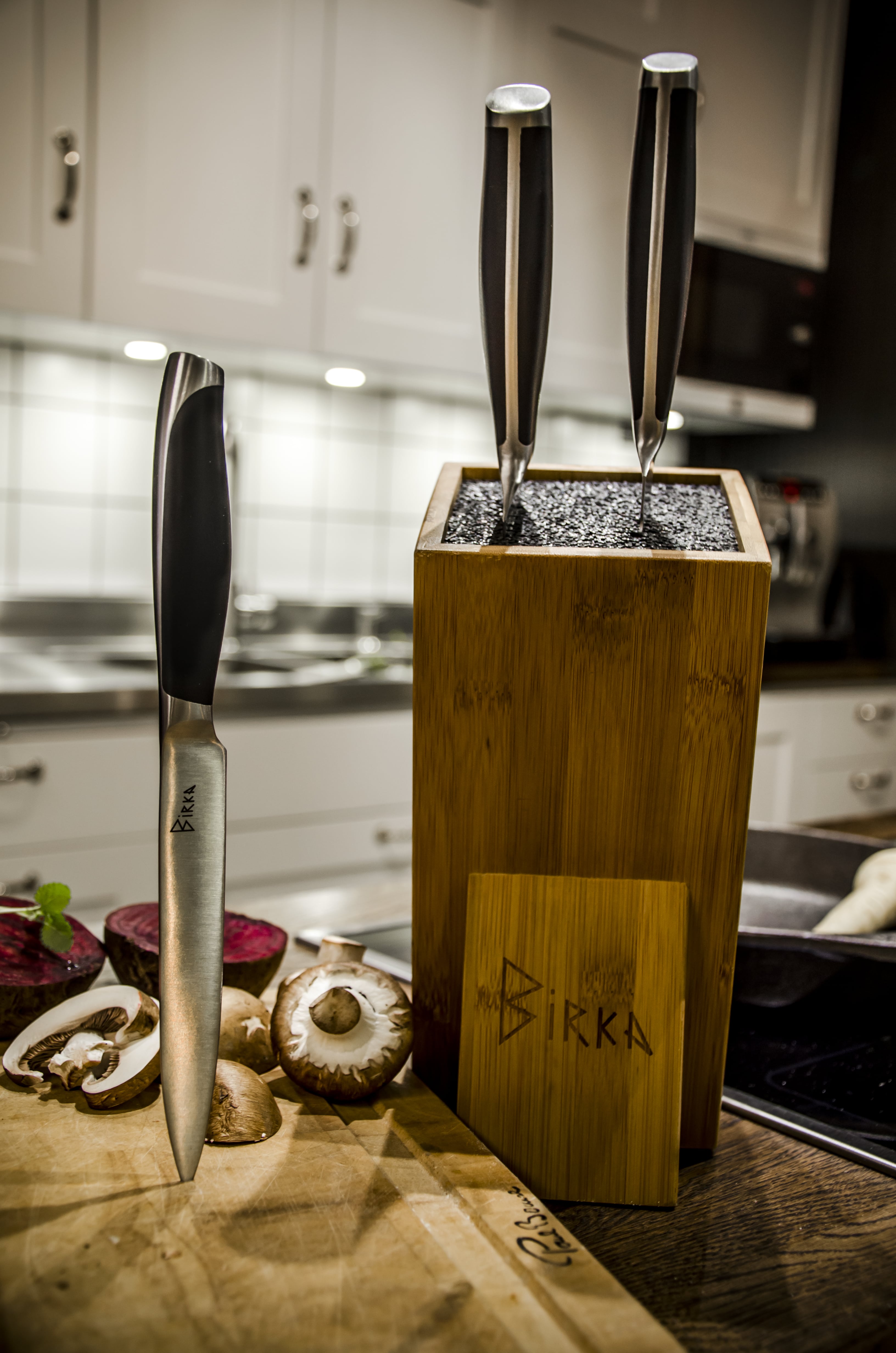 Birkaknivar knivset Classic och knivblock
