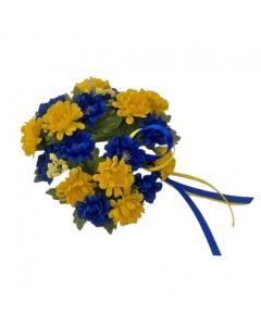 Ljusmanschett för kronljus med gula och blå blommor
