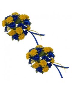 Ljusmanschetter 2-pack för kronljus med gula och blå blommor
