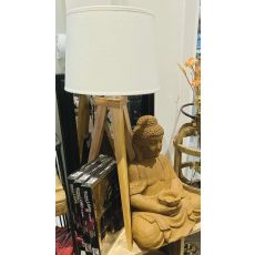 Lampa bord trä Vit skärm 49 cm