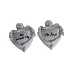 Gravdekoration Hjärta Vitt Vår Ängel 9 cm