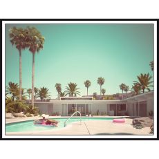 woman swimming on a float in a pool. Retro style 50x70 299 Poster (ej med ram)