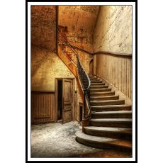 beautiful old vintage stairway in abandoned house 100x140 1895 Tavla med ram (vit)