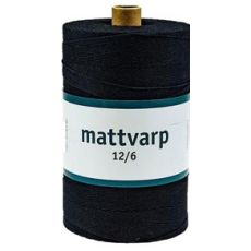 Extra stark Mattvarp 12/6 Svart - 500 gr / rulle  - 100% ekologisk bomullsmattvarp