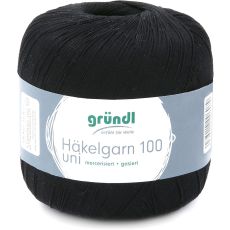 Gründl - Häkelgarn 100 - Virkgarn på 100 grams nystan - Svart