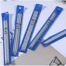 Set med 7 st. storlekar Strumpstickor i rostfritt stål