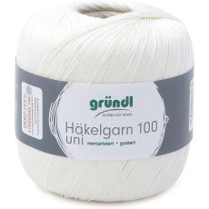 Gründl - Häkelgarn 100 - Virkgarn på 100 grams nystan - Oblekt