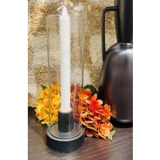 Ljushållare Ljusstake Glas Vit Svart Beige