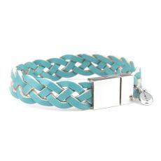 VÅGA smycken, läderarmband flätat, blått