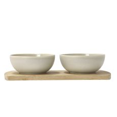 Villa Collection Shoku Bambubricka med 2 skålar 28,5 x 13 cm Soft Beige