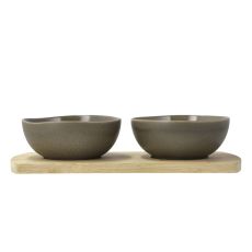 Villa Collection Shoku Bambubricka med 2 skålar 28,5 x 13 cm Warm Brown