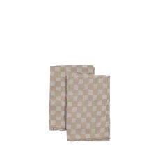 Sagaform /Byon Bomullsservett Checki, beige, 2-pack, 45x45 cm