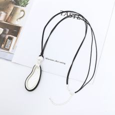 Halsband läder silver Drop
