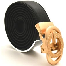 Läderbälte stripe svart 1018
