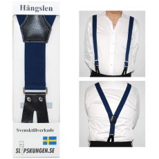 Svenska hängslen Breda Knapp Marin