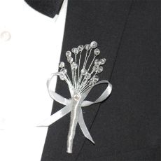 Corsage Rosett Kristall Silver