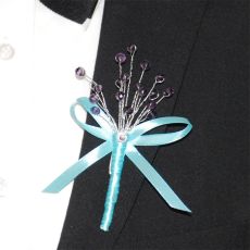 Corsage Rosett Kristall Turkos