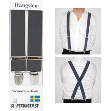 Svenska hängslen  Breda Mörkgråa