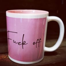 Känslomugg med rosa insida - Fuck off / Hugs and kisses
