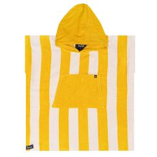 Badponcho/Ombytesponcho. Bedu gul/vit frotte. Barn 4-8 år.