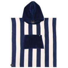Badponcho/Ombytesponcho. Bedu blå/vit frotte. Barn 4-8 år.