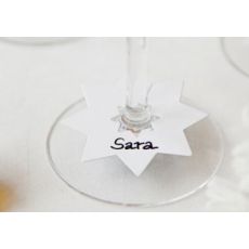 Glasmarkör Stjärna Papp Vit 12-pack