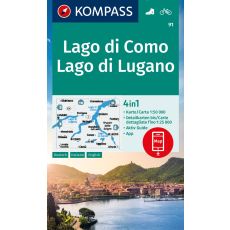 91 Lago di Como - Lago di Lugano Kompass Wanderkarte