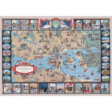 Karta Stockholm Historisk 1252-1952, affisch 30x21