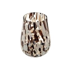 Lykta Glas Mönstrad Brun/Vit 15 cm