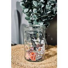Ljushållare Lykta Blommor Fjäril Glas 15 cm