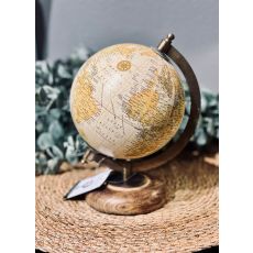 Jordglob 13 cm Träfot Beige
