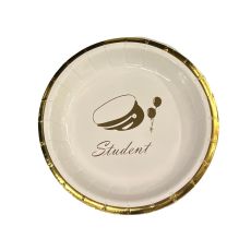Tallrik Assiett Engångs Student 17,5 cm Vit/Guld