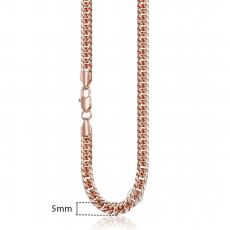 Halskedja med 18K Roséguldplätering  5 mm -längd 50 cm
