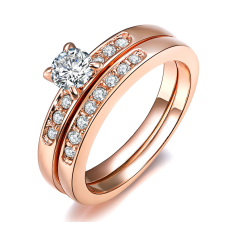 Dubbla ringar med Cubic Zirconia och 18K Roséguldplätering