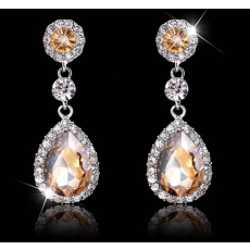 Stora Örhängen fyllda med Cubic Zirconia samt i platinumplätering -Champange