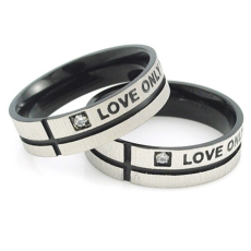 Parringar "Love Only You" i Rostfritt stål -Svart