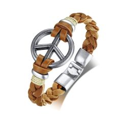Armband "Peace" i Äkta läder och Antik Silver