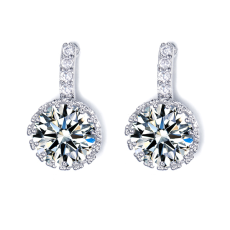 Örhängen med en stor och många små Cubic Zirconia samt i 18 K Vit Guldplätering