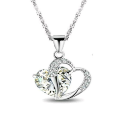 Halsband "Twin Hearts" med Cubic Zirconia och i  925 Sterling Silverplätering -Vit
