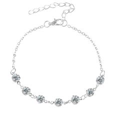 Ankelkedja "Crystals" med Silverpläterad kedja